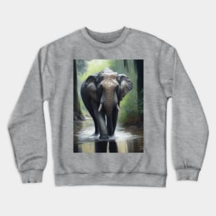 Asian Elephant Oil paint Crewneck Sweatshirt